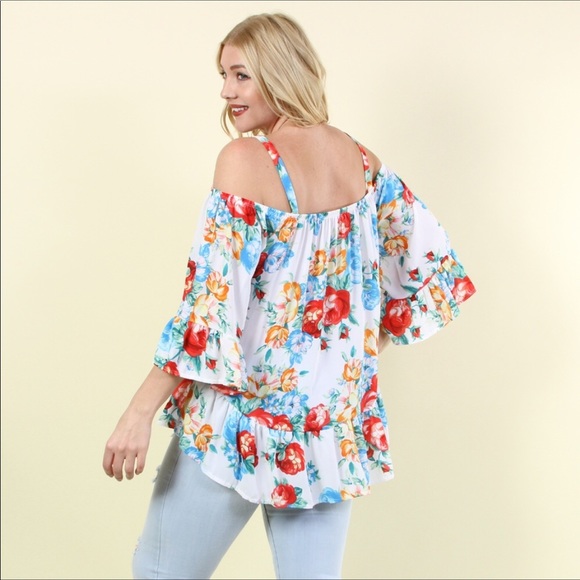 2 X HOST PICK -LAST 1 - Floral Cold Shoulder Top - Plus Size - Picture 5 of 6